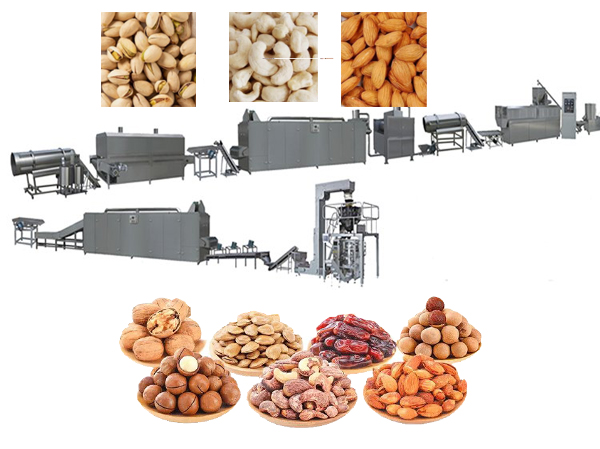 Línea de producción de tostado de nuez de marañón y máquina para freír y sazonar nueces de marañón peladas
