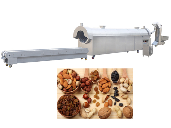 Máquina para freír y tostar frutos secos con sabor a nuez y máquinas para descascarar y pelar frutos secos.